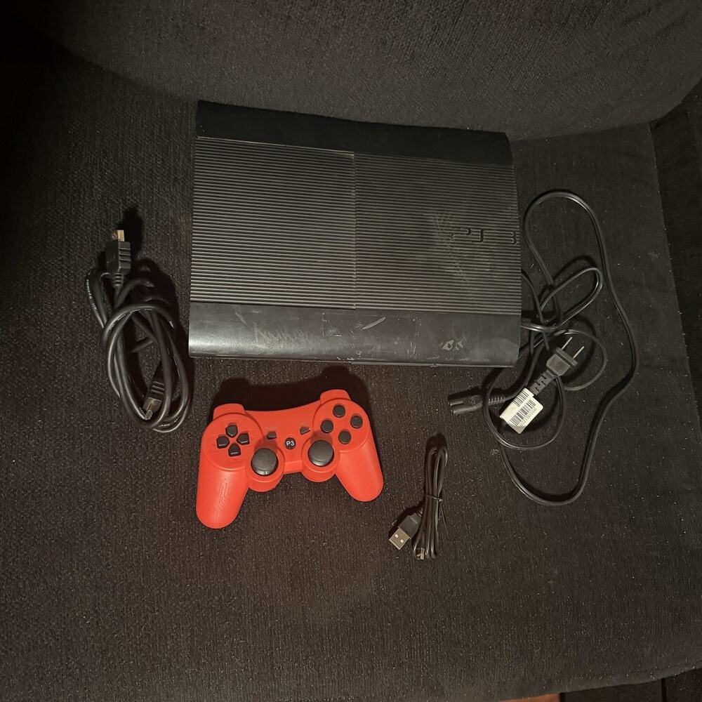 Sony PS3 Super Slim 250GB Console Bundle Third Party Controller CECH-4201b READ!